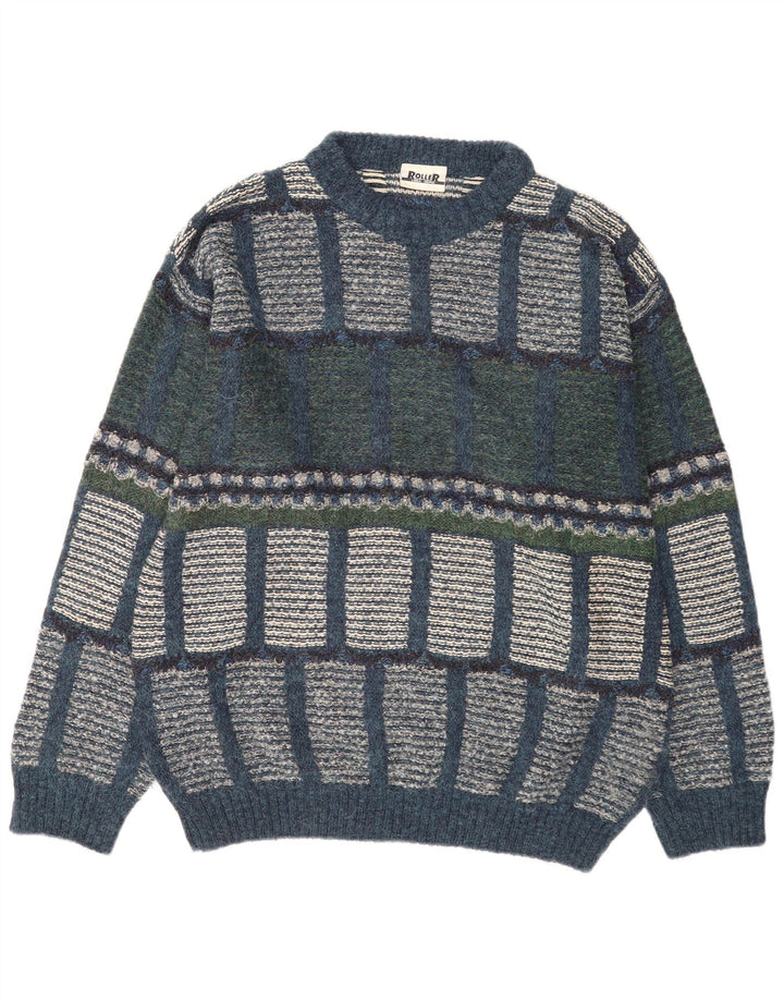 Vintage Mens Crew Neck Jumper Sweater IT 48 Medium Multicoloured Geometric