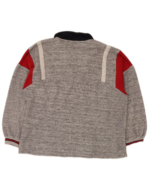 VINTAGE Mens Graphic V-Neck Jumper Sweater IT 50 Medium Grey Colourblock