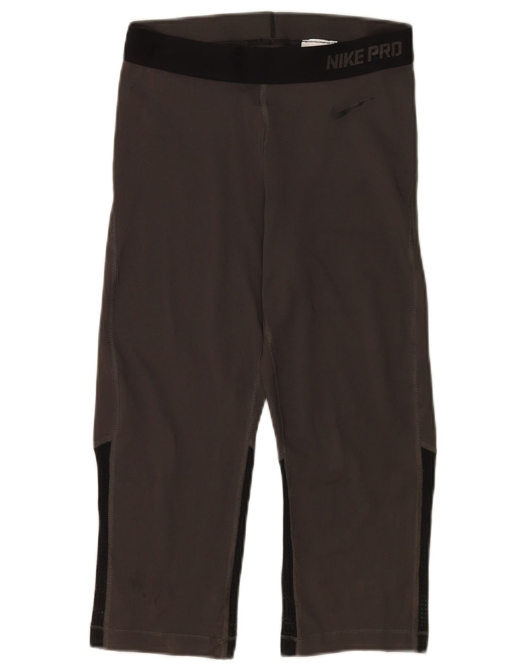 Nike Womens Graphic Capri Leggings UK 12 Medium Grey Colourblock Polyester