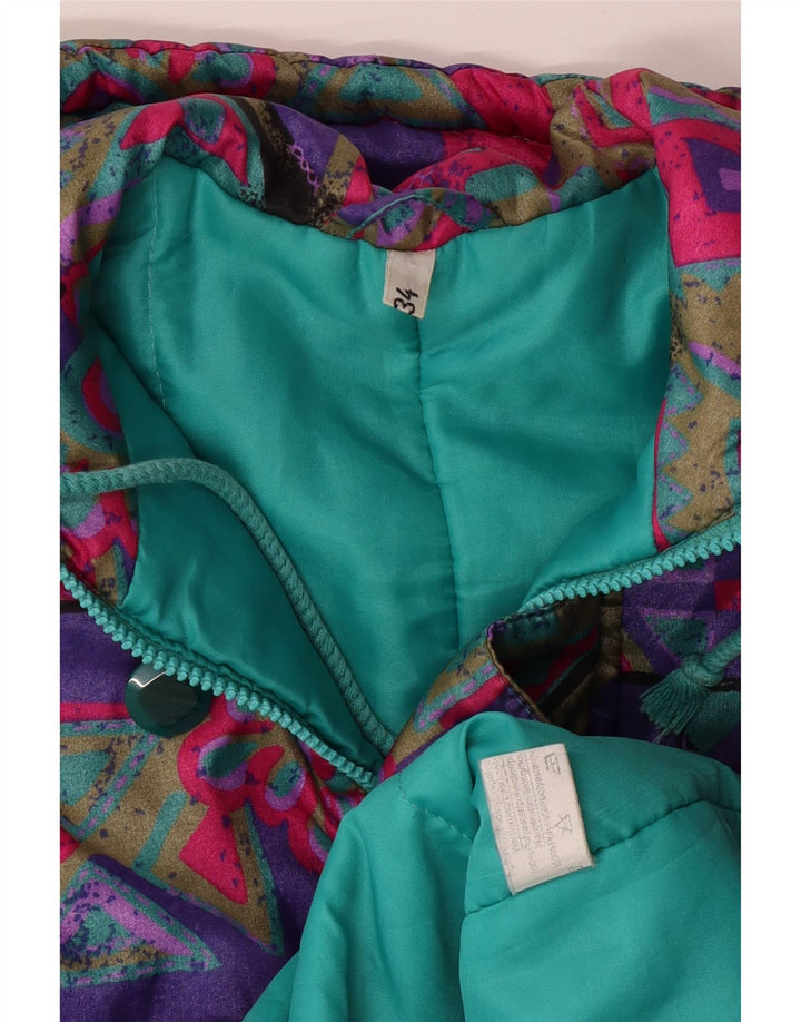 VINTAGE Girls Hooded Windbreaker Coat 15-16 Years Multicoloured Geometric