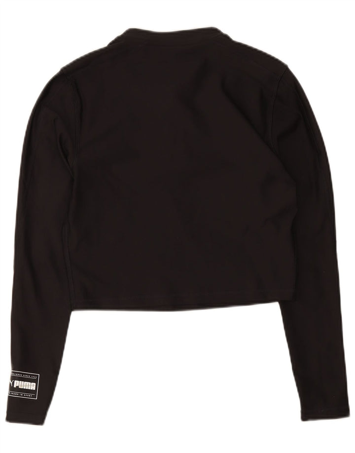 Puma Womens Crop Zip Neck Pullover Tracksuit Top UK 12 Medium Black