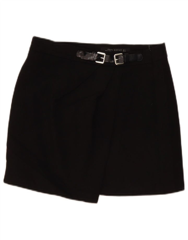 Zara Womens Asymmetric Wrap Skirt Small W27 Black