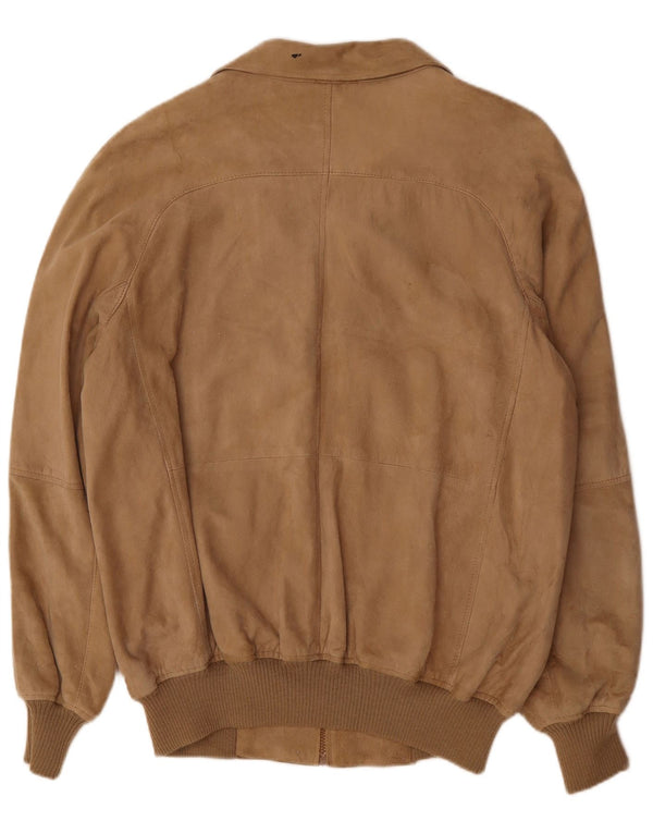 VINTAGE Mens Suede Bomber Jacket UK 42 XL Brown