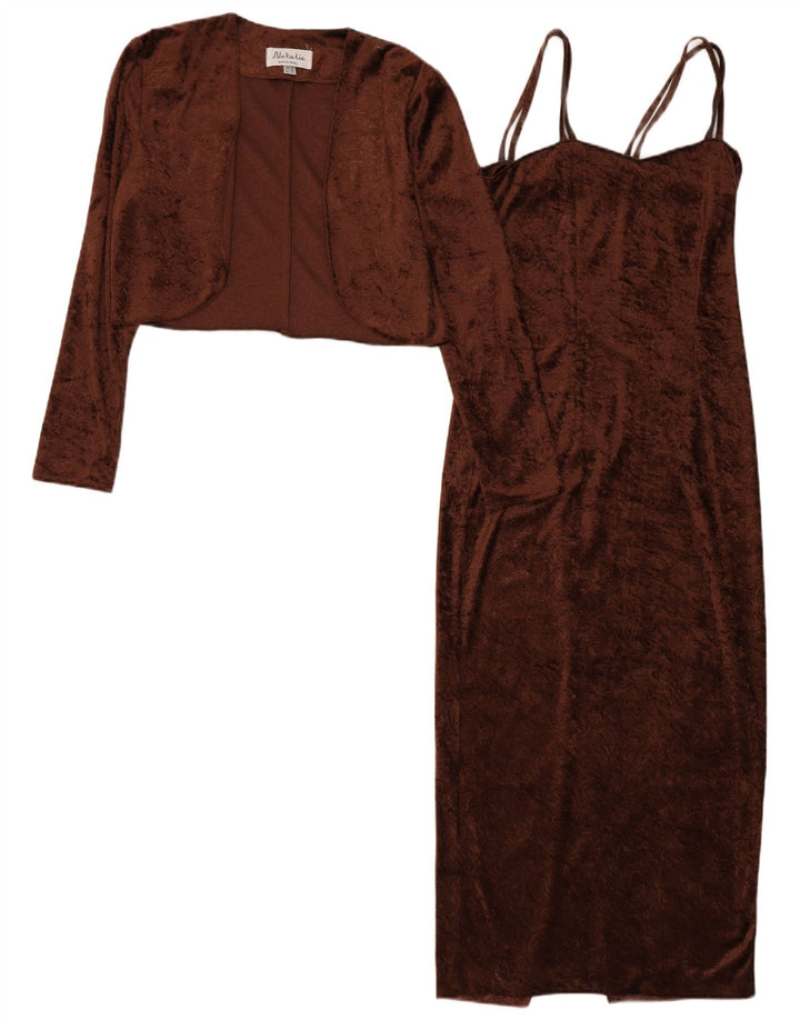 Vintage Womens Velvet 2 Piece Set UK 12 Medium  Brown Paisley