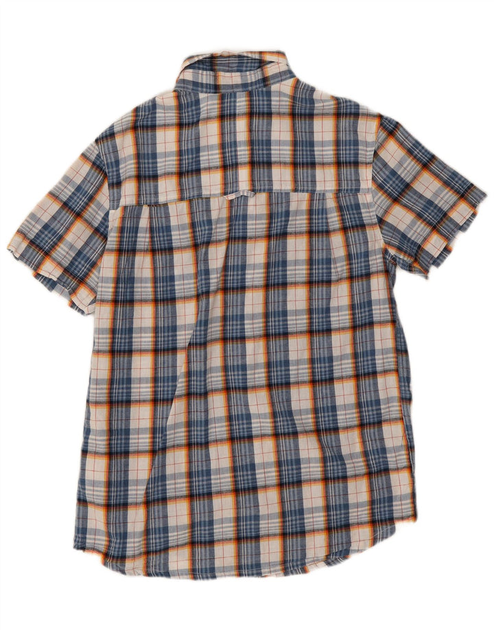 Mountain Warehouse Mens Short Sleeve Shirt Small Blue Check Polyester