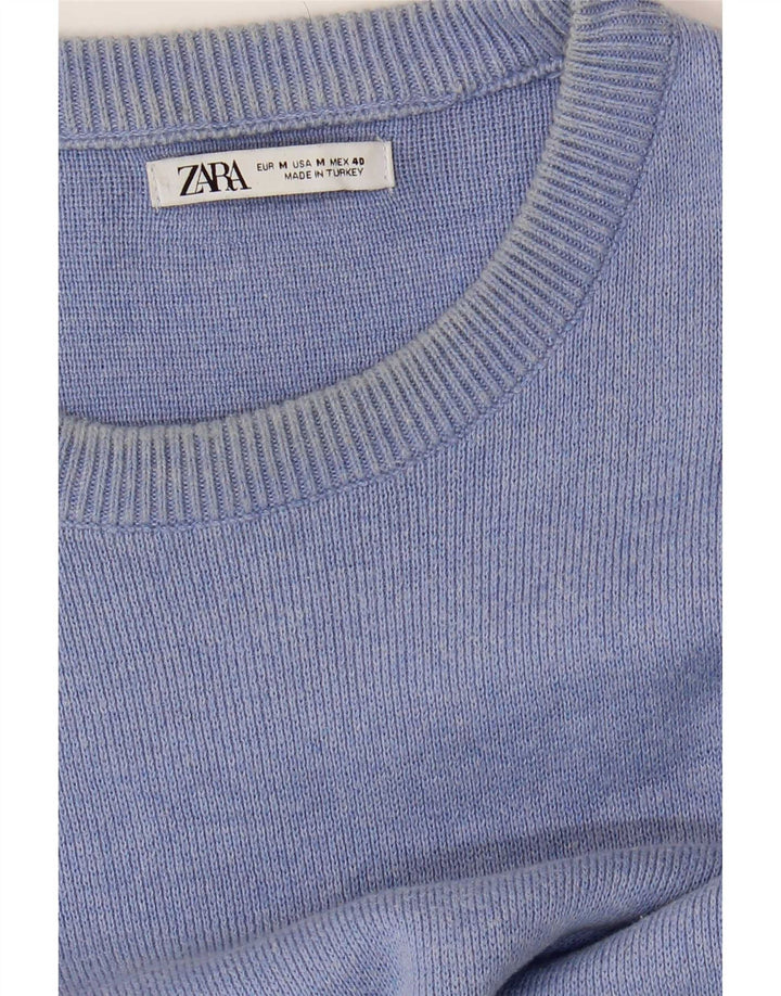 Zara Mens Crew Neck Jumper Sweater Medium Blue