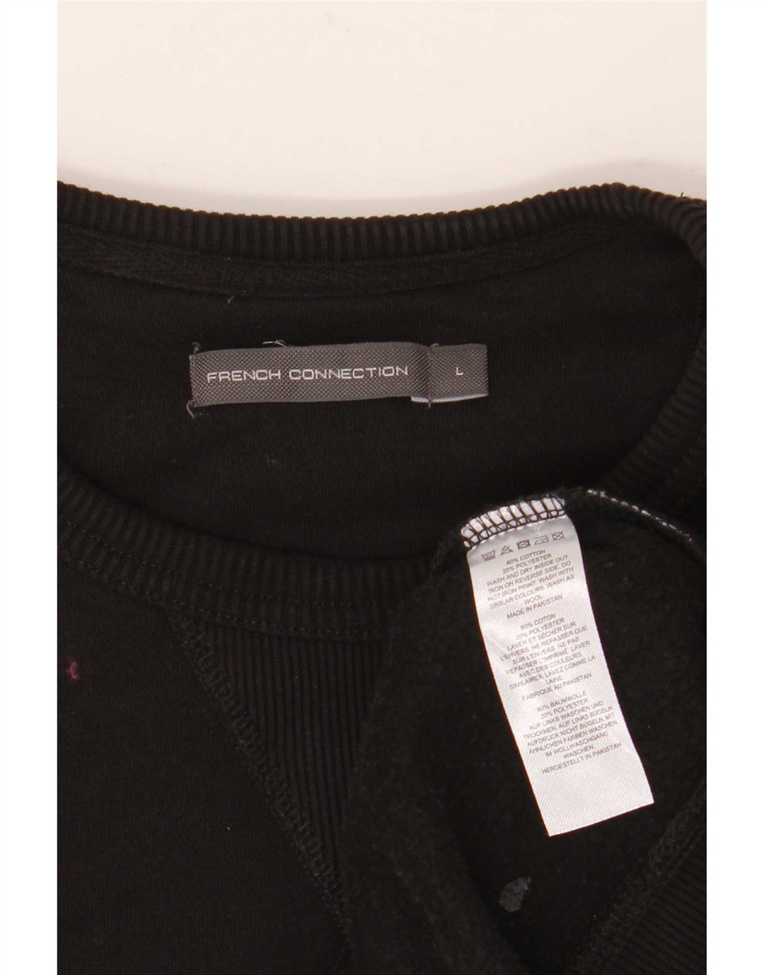 French Connection Mens Sweatshirt Jumper Large Black Cotton