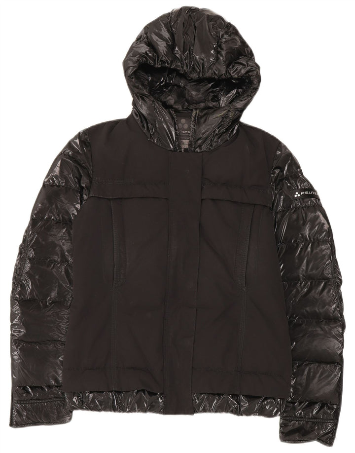 PEUTEREY Womens Hooded Padded Jacket IT 42 Medium Black Polyamide