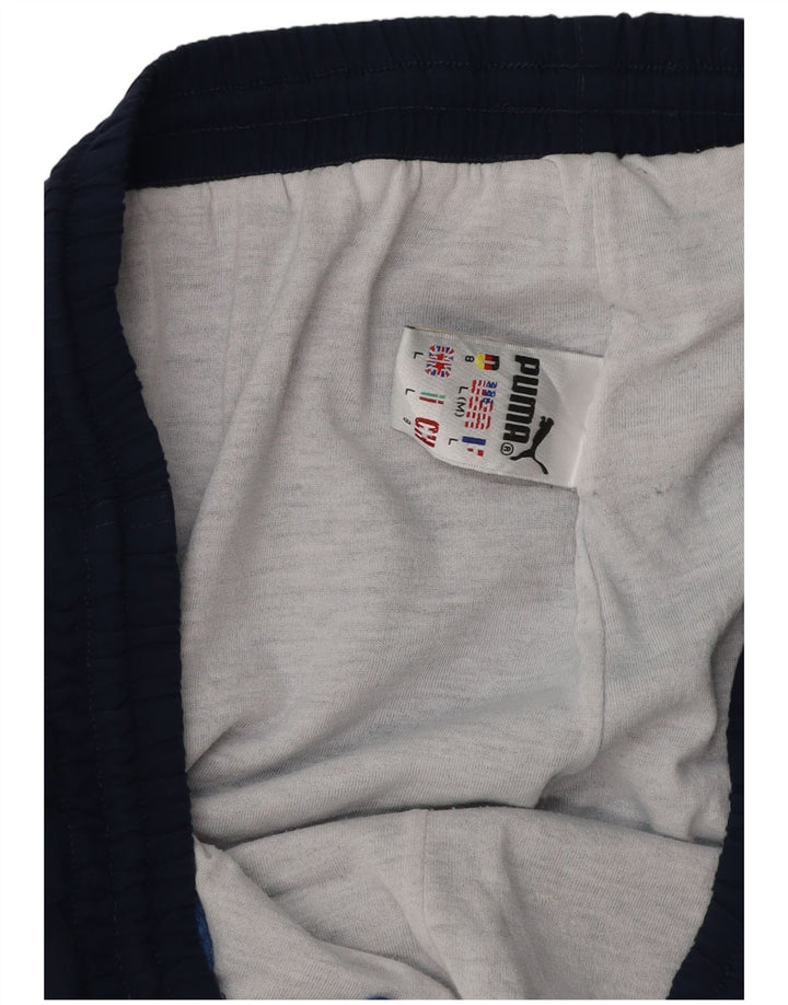 PUMA Mens Tracksuit Trousers Joggers Large  Navy Blue Colourblock