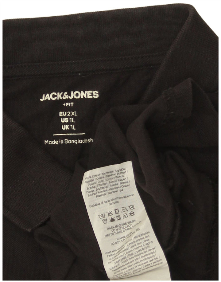 JACK & JONES Mens Polo Shirt XL Black Cotton