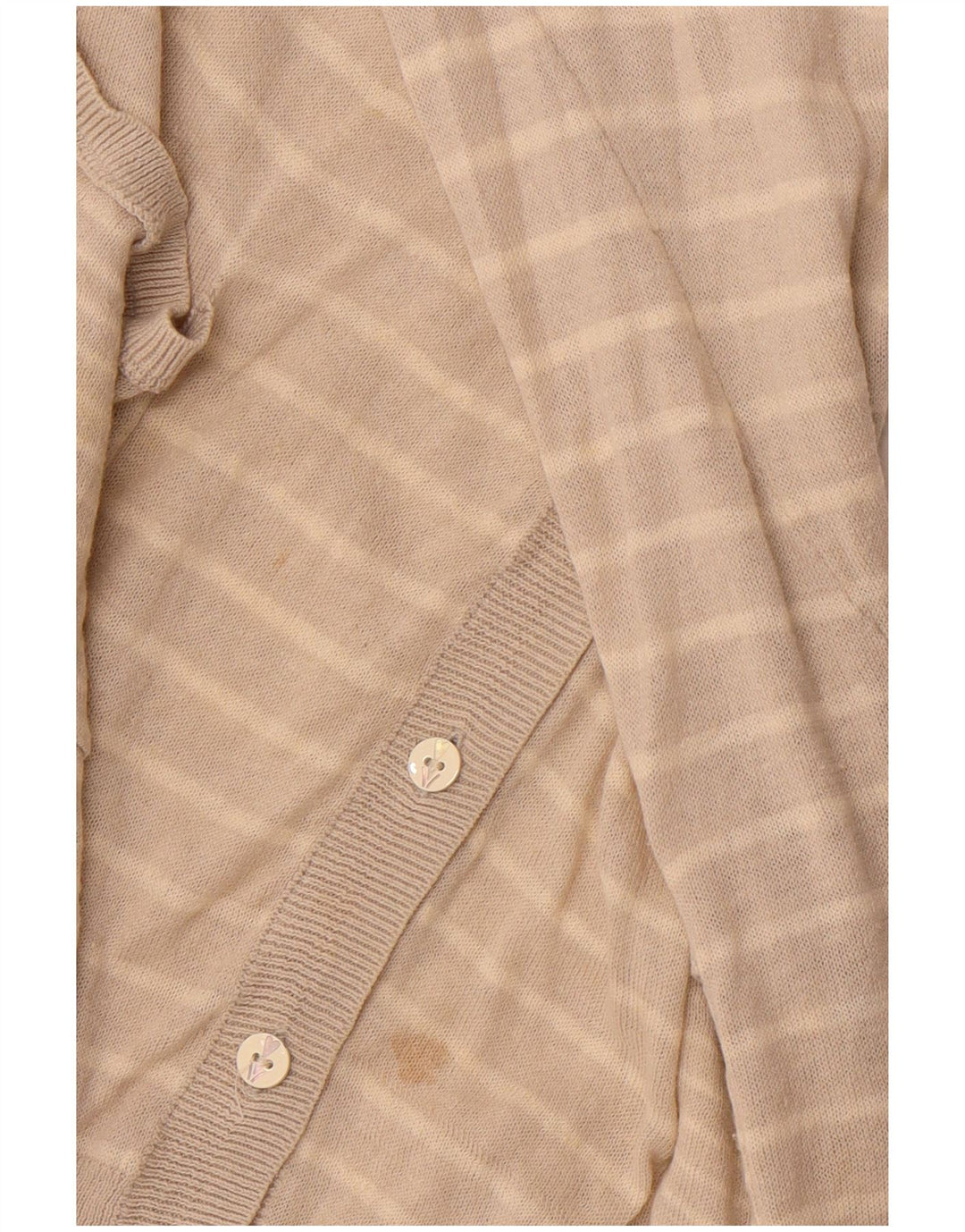 WHITE STUFF Womens Cardigan Sweater UK 14 Large Beige Striped Linen