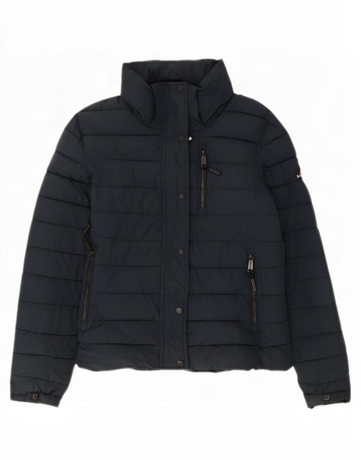 Superdry Womens Padded Jacket UK 10 Small Navy Blue Polyester