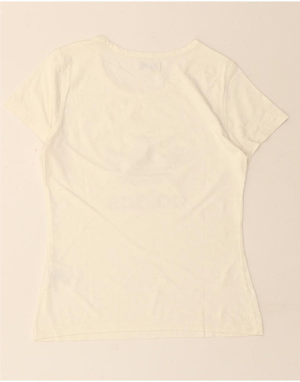 ADIDAS Womens Graphic T-Shirt Top IT 42 Medium White Cotton
