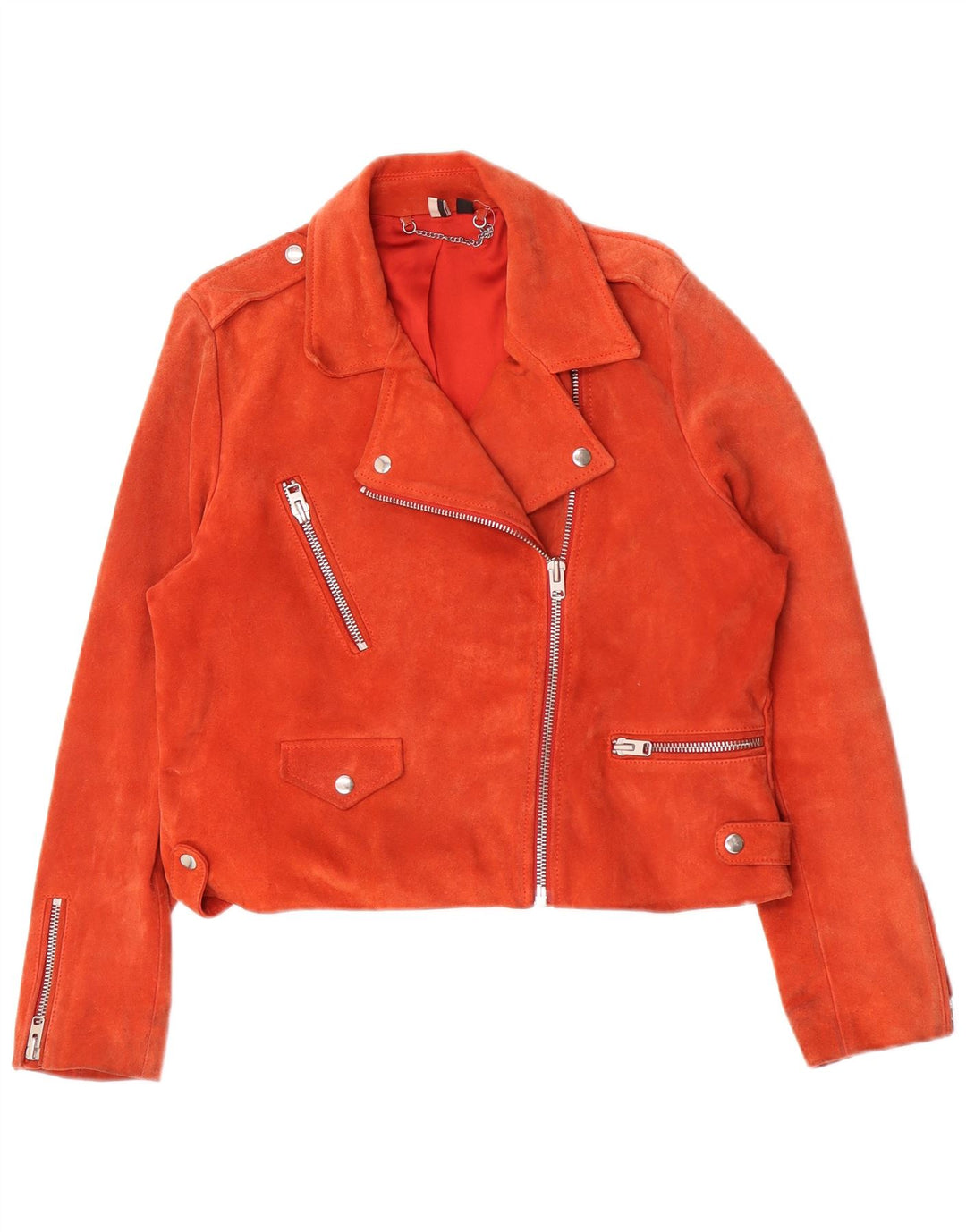 Topshop Womens Suede Biker Jacket UK 16 Large Pink Leather