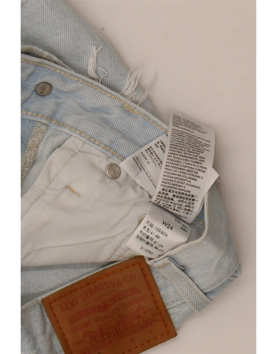 LEVI'S Womens 501 Distressed Denim Shorts W24 XS  Blue Cotton