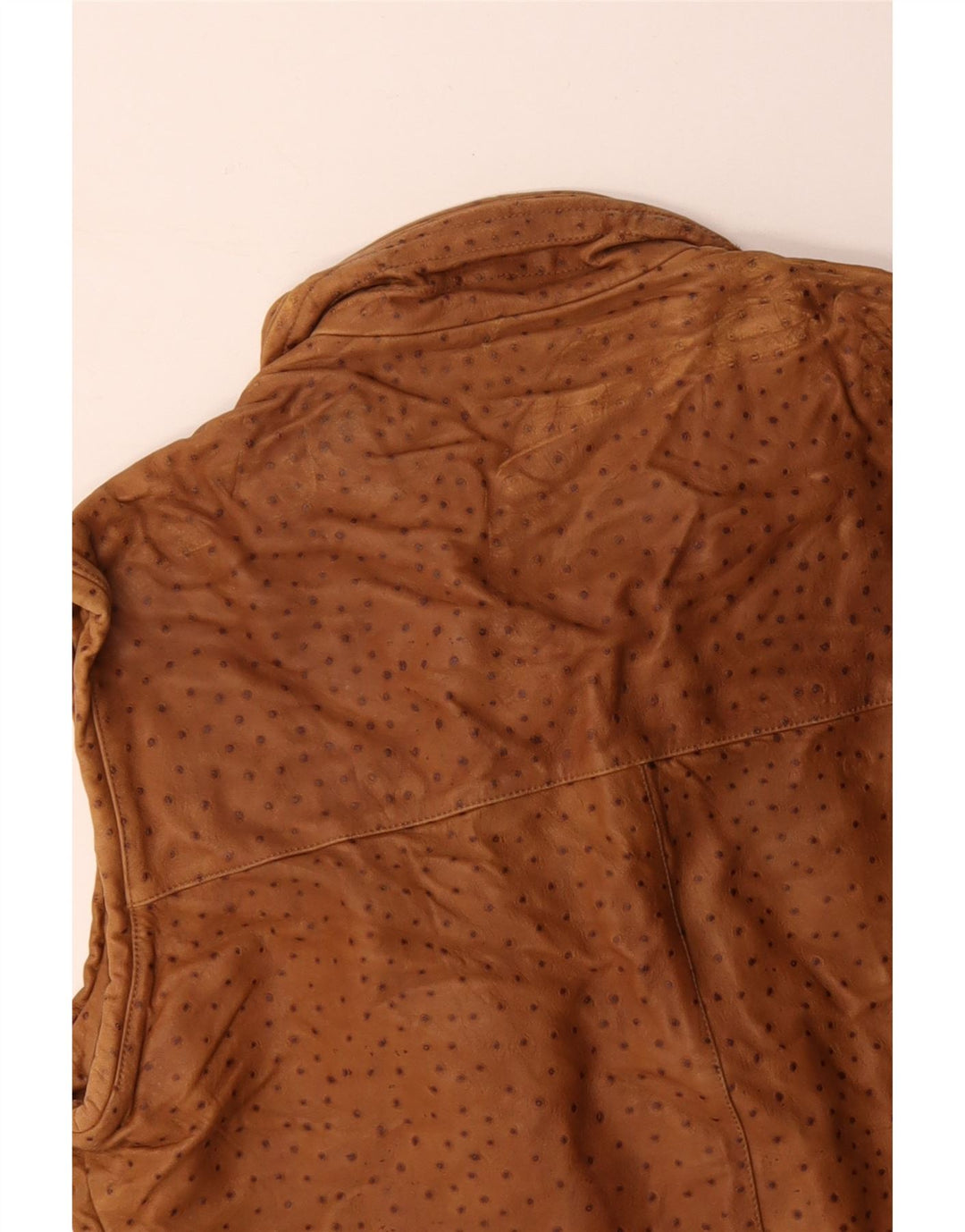 VINTAGE Mens Leather Gilet IT 56 3XL Brown Spotted