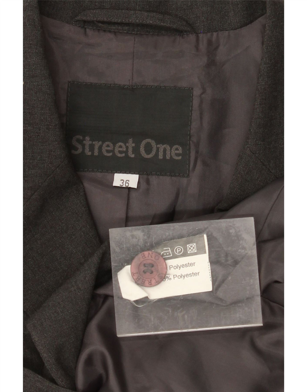 STREET ONE Womens 3 Button Longline Blazer Jacket EU 36 Small Grey