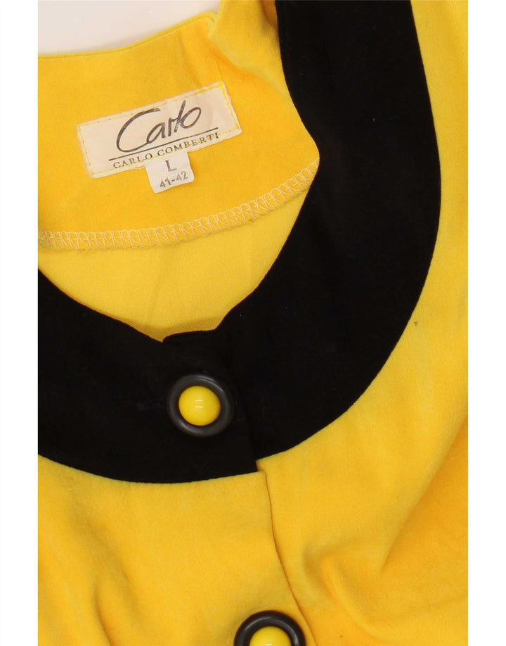Carlo Comberti Womens 5 Button Blazer Jacket UK 14 Large Yellow Colourblock