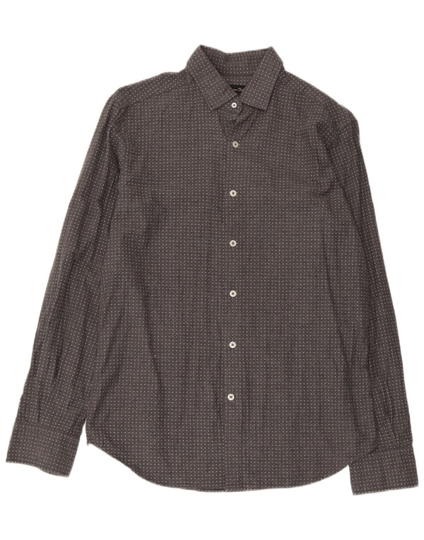 Massimo Dutti Mens Shirt Medium Grey Geometric Cotton