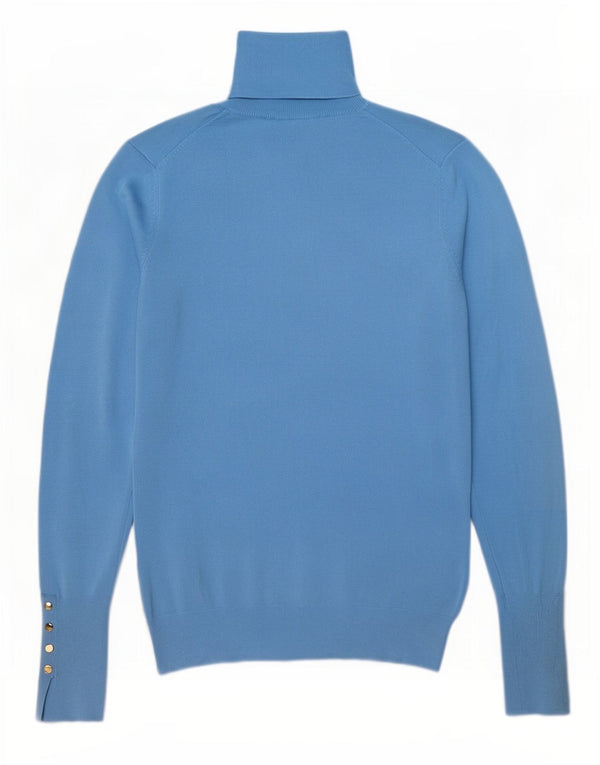 Zara Womens Roll Neck Jumper Sweater UK 12 Medium Blue Viscose