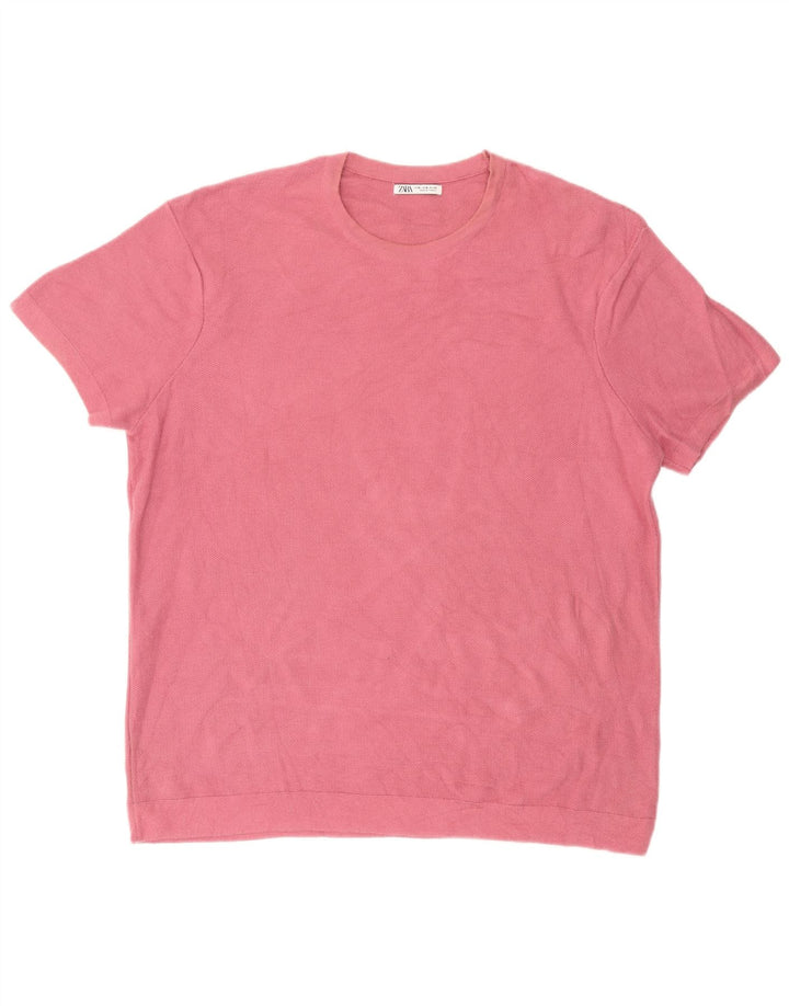 Zara Mens T-Shirt Top XL Pink
