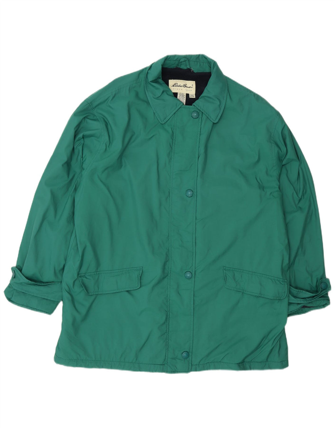 Eddie Bauer Womens Oversized Windbreaker Jacket UK 18 XL Green Nylon