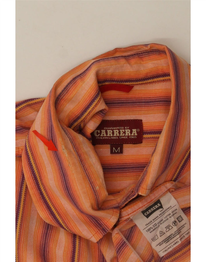 CARRERA Mens Shirt Medium Orange Striped Cotton