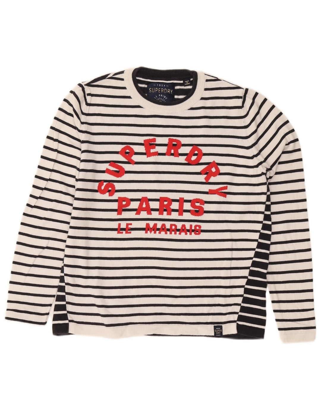 Superdry Womens Oversized Crew Neck Jumper Sweater UK 10 Small White