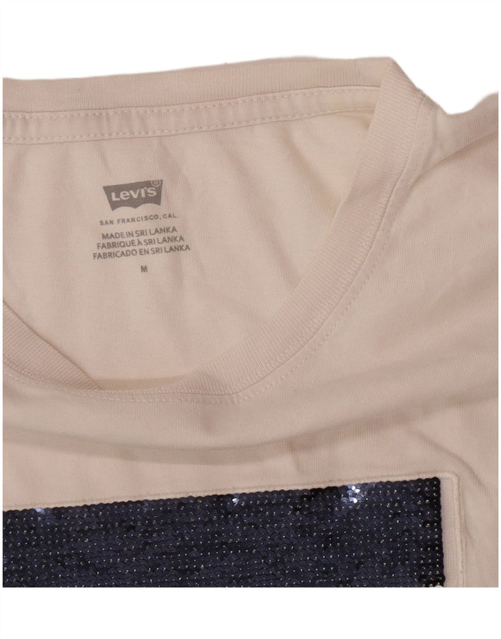 Levi's Womens Graphic T-Shirt Top UK 14 Medium White