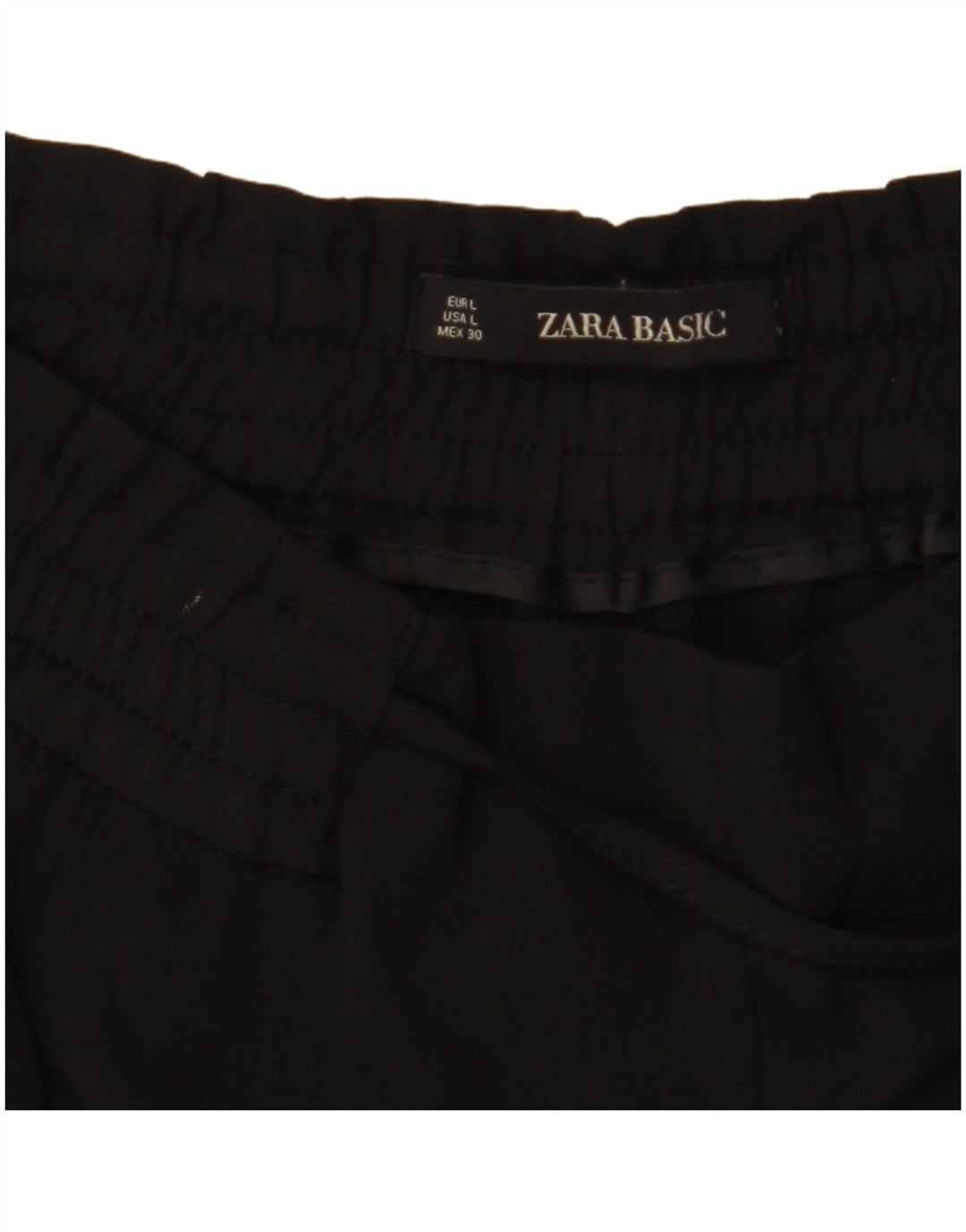 ZARA Womens High Waist Tapered Cropped Trousers UK 16 Large W34 L27 Black