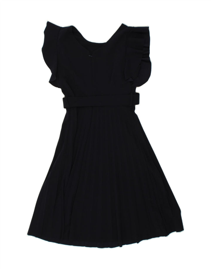 VINTAGE Womens A-Line Dress UK 12 Medium Navy Blue Polyester Vintage Vintage and Second-Hand Vintage from Messina Hembry 