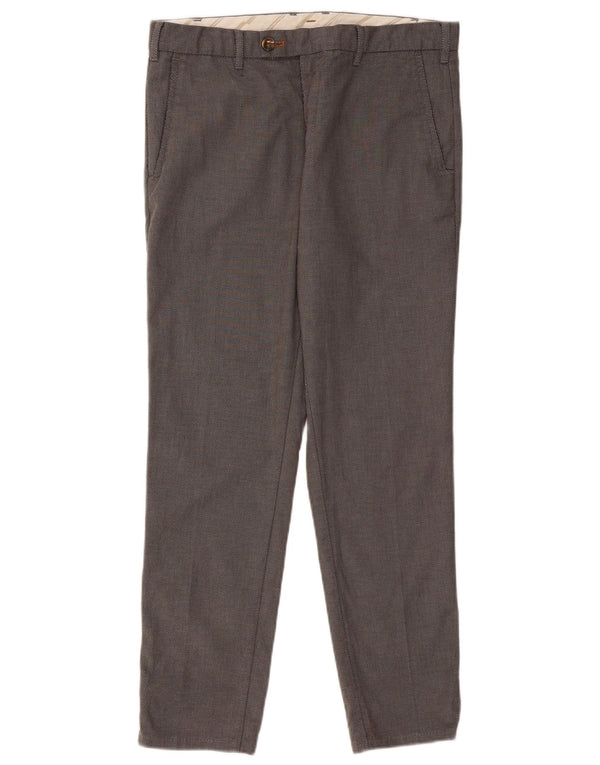 ZARA Mens Slim Suit Trousers EU 42 Large W32 L28 Grey Houndstooth