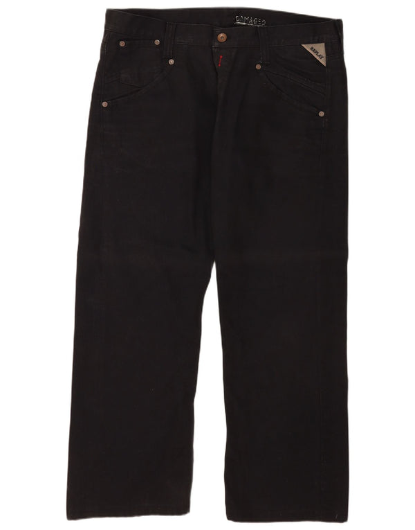 Replay Mens Straight Jeans W38 L32 Black Cotton