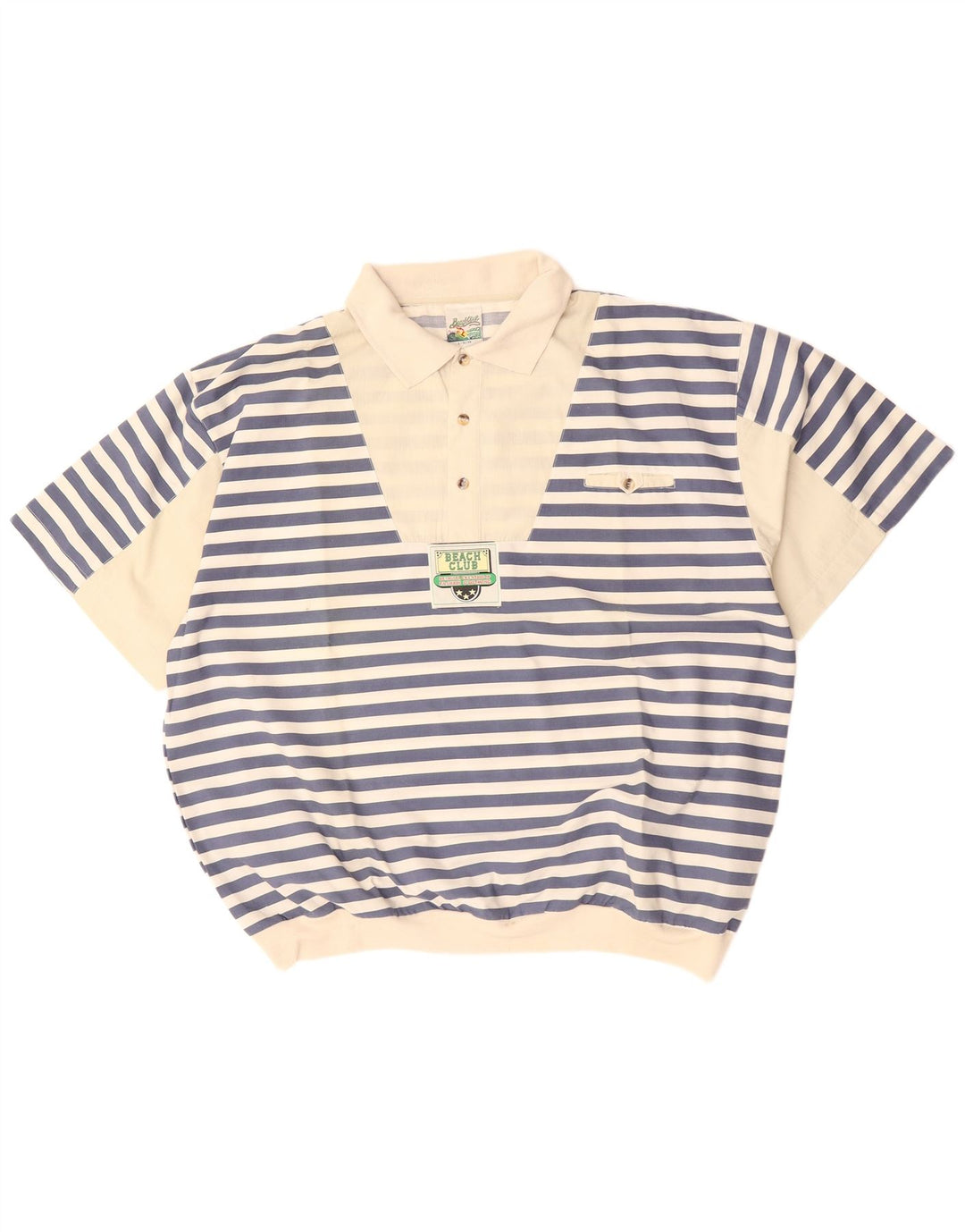 VINTAGE Mens Short Sleeve Pullover Shirt IT 52/54 Large Blue Striped