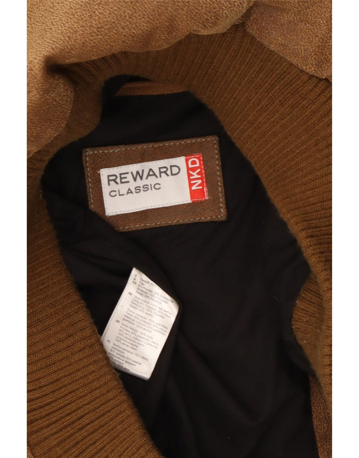 Reward Mens Suede Bomber Jacket UK 40 Large Brown Leather