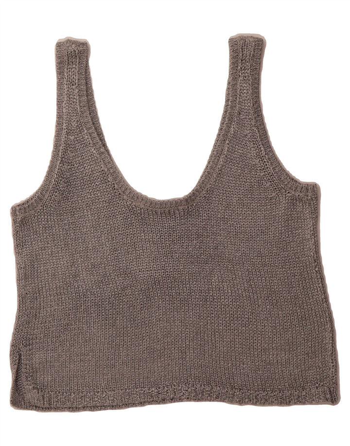 ZARA Womens Knit Cami Top UK 12 Medium Grey Polyester Vintage Zara and Second-Hand Zara from Messina Hembry 