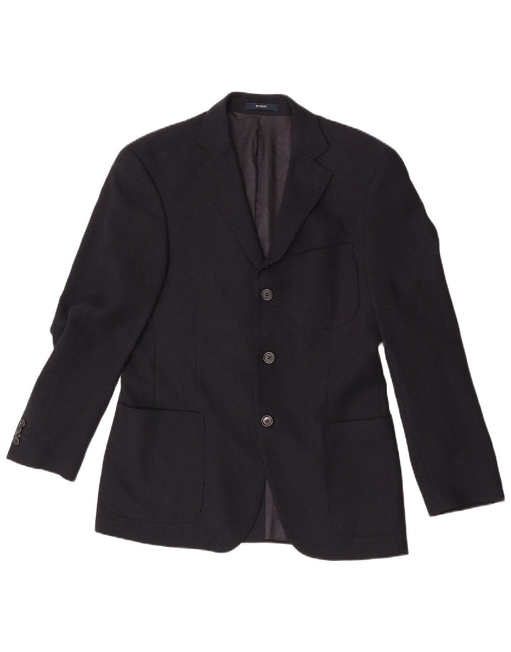 Seventy Mens 3 Button Blazer Jacket IT 46 Small Navy Blue Virgin Wool