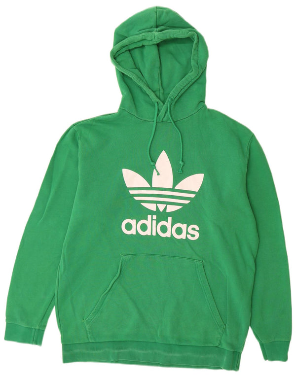 ADIDAS Mens Graphic Hoodie Jumper Large Green Cotton