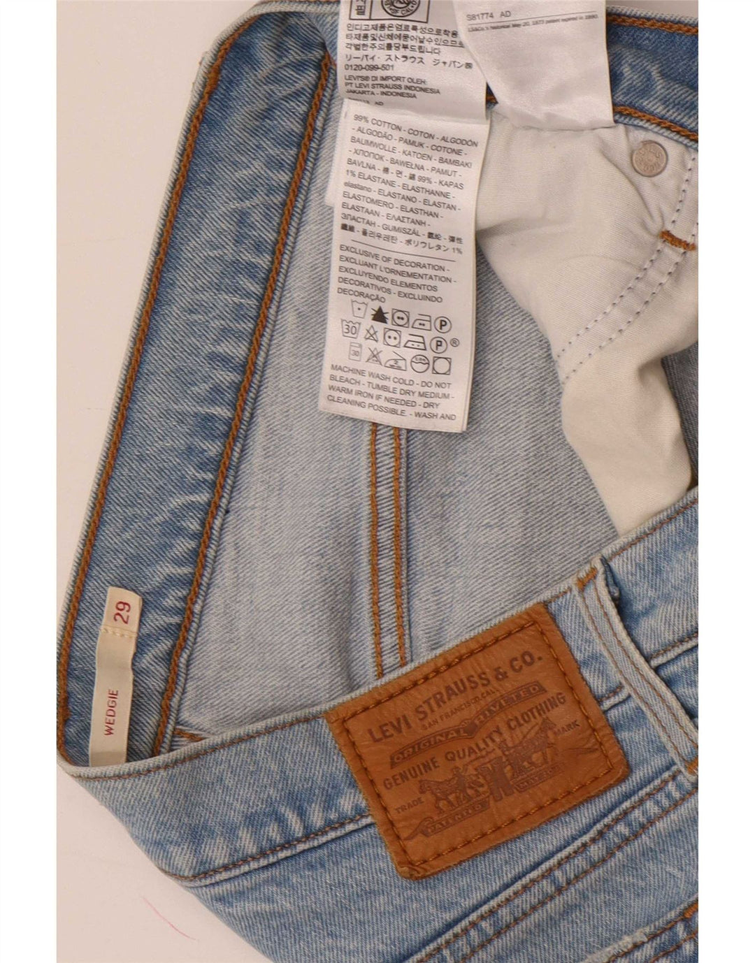 Levi's Womens Wedgie Slim Jeans W29 L26 Blue Cotton