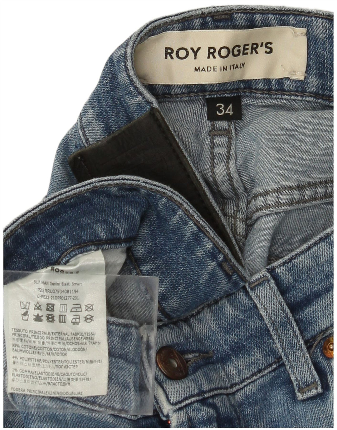 ROY ROGERS Mens Slim Jeans W34 L34 Blue Cotton