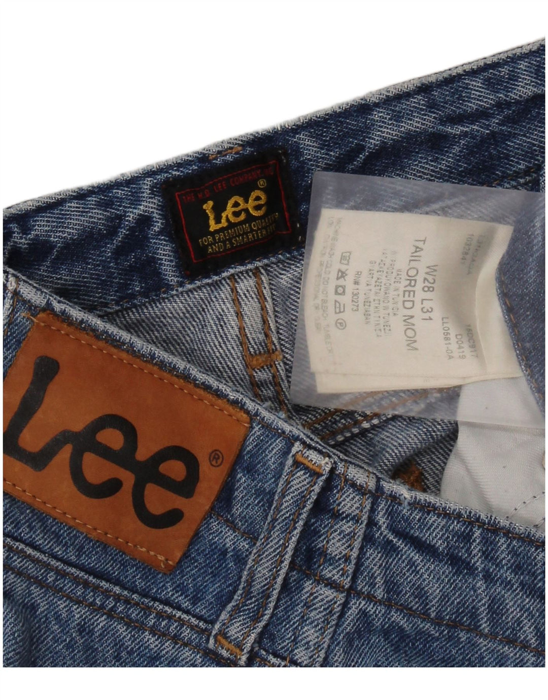 LEE Womens Mom Tapered Jeans W28 L31 Blue Cotton