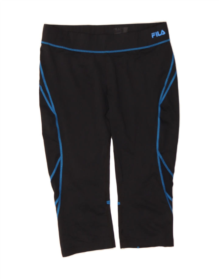 FILA Womens Capri Tracksuit Trousers UK 14 Large  Black Polyester Vintage Fila and Second-Hand Fila from Messina Hembry 