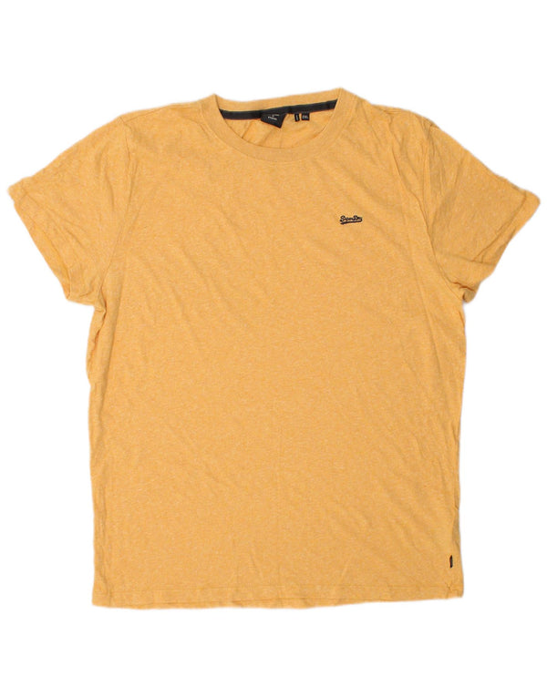 SUPERDRY Mens T-Shirt Top 2XL Yellow Cotton