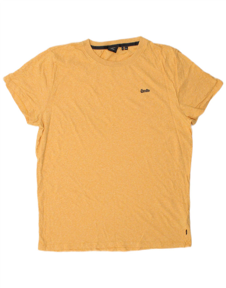 SUPERDRY Mens T-Shirt Top 2XL Yellow Cotton