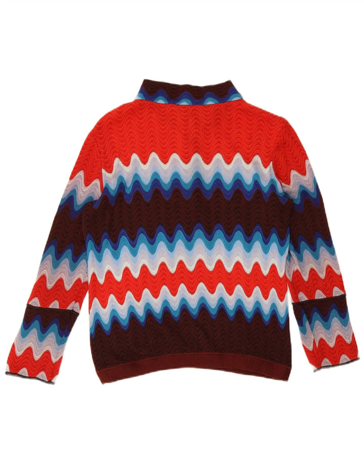 Vintage Womens Button Neck Jumper Sweater UK 12 Medium Multicoloured