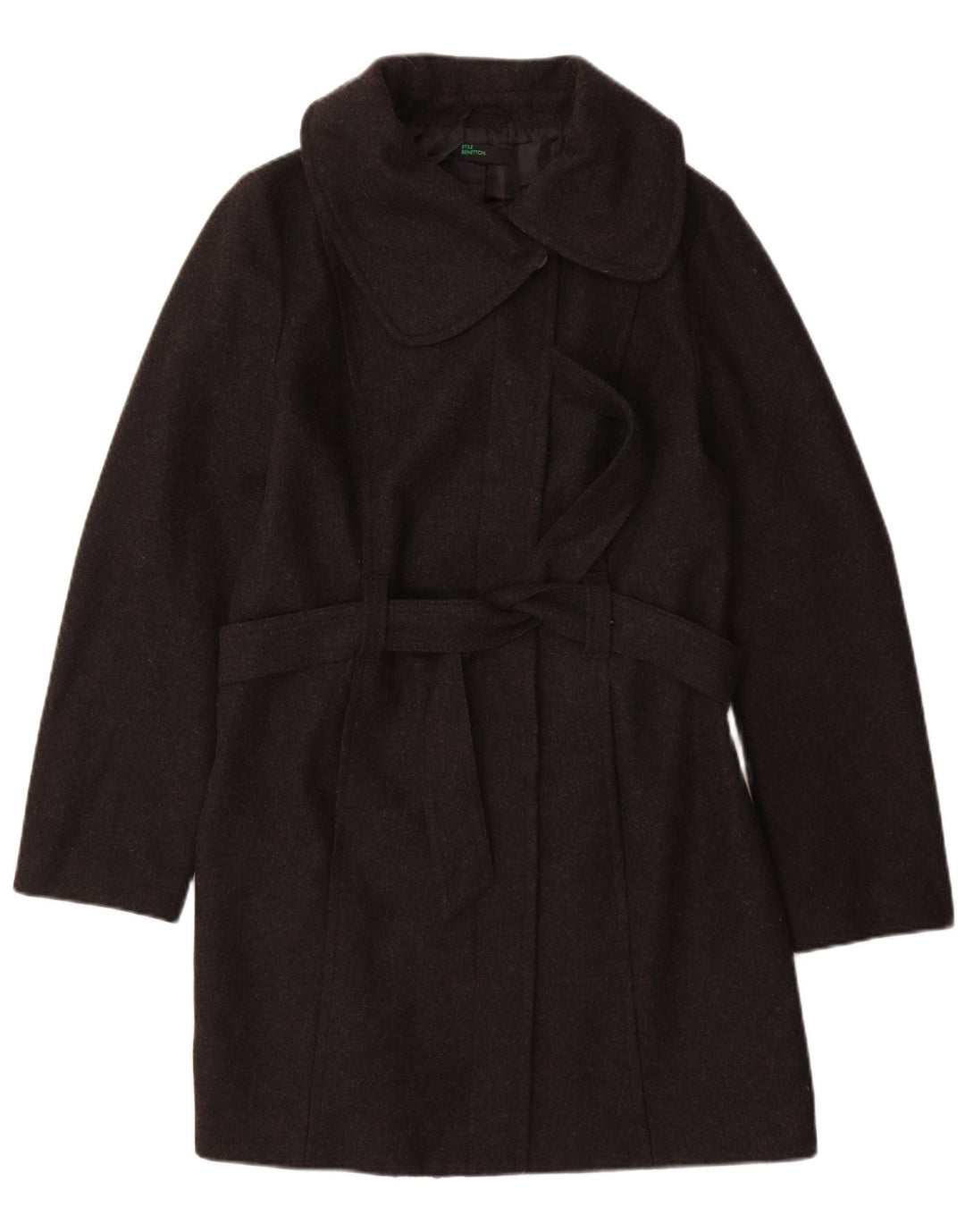 BENETTON Womens Overcoat IT 46 Large Grey Wool