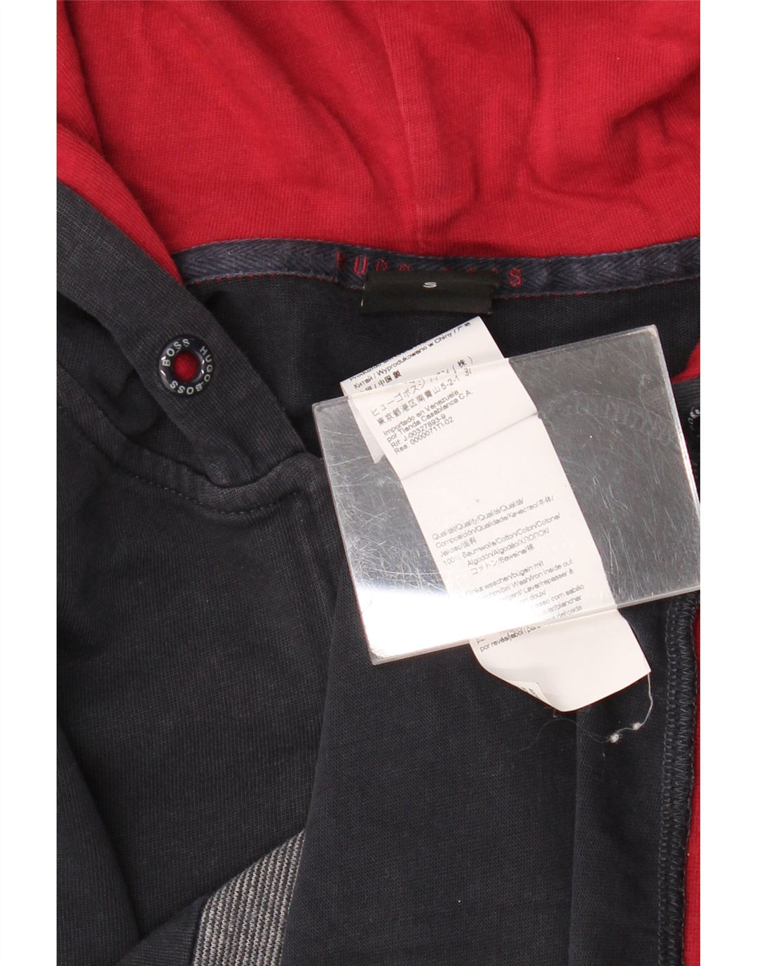 HUGO BOSS Mens Zip Hoodie Sweater Small Navy Blue Cotton