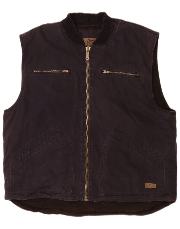 Vintage Mens Utility Gilet UK 42 XL Navy Blue Cotton