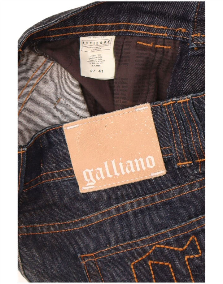 Galliano Womens Slim Jeans W27 L36 Navy Blue Cotton Designer