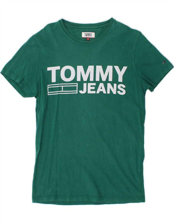 TOMMY HILFIGER Mens Graphic T-Shirt Top Small Green Vintage Tommy Hilfiger and Second-Hand Tommy Hilfiger from Messina Hembry 